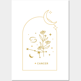 Cancer Zodiac Constellation and Flowers - Astrology and Horoscope Posters and Art